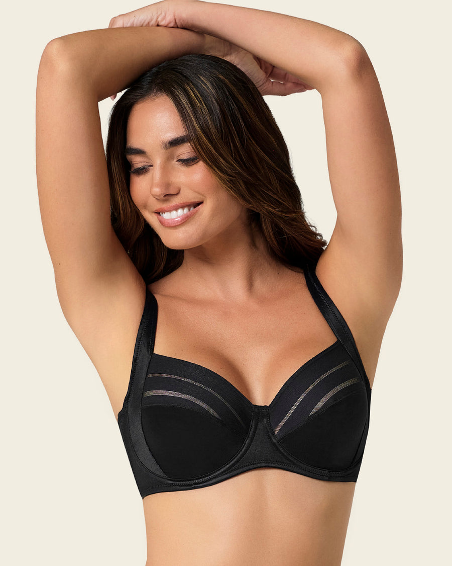 Leonisa ContourFit Bra & Stripe Undetectable Panty in Black