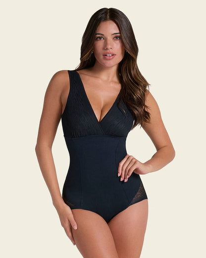 Leonisa Sheer Stripe Detail Sculpting Bodysuit
