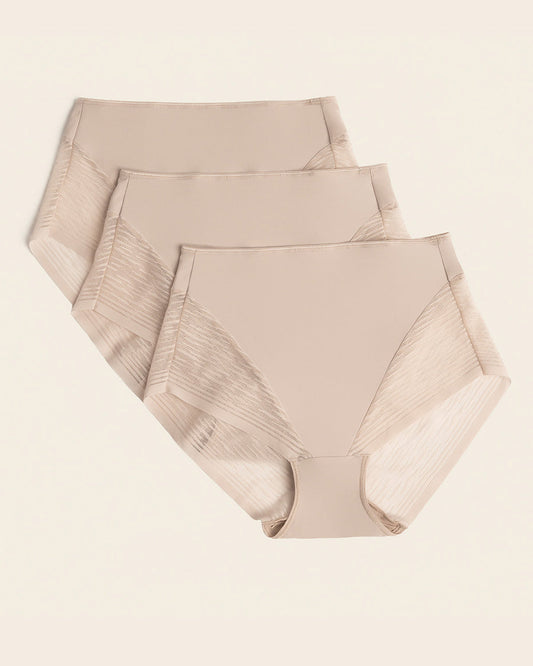 Leonisa 3-Pack High-Waisted Sheer Lace Shaper Panties