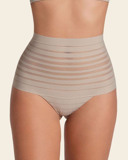 Leonisa Slimming Lace Stripe High-Waisted Thong Panty