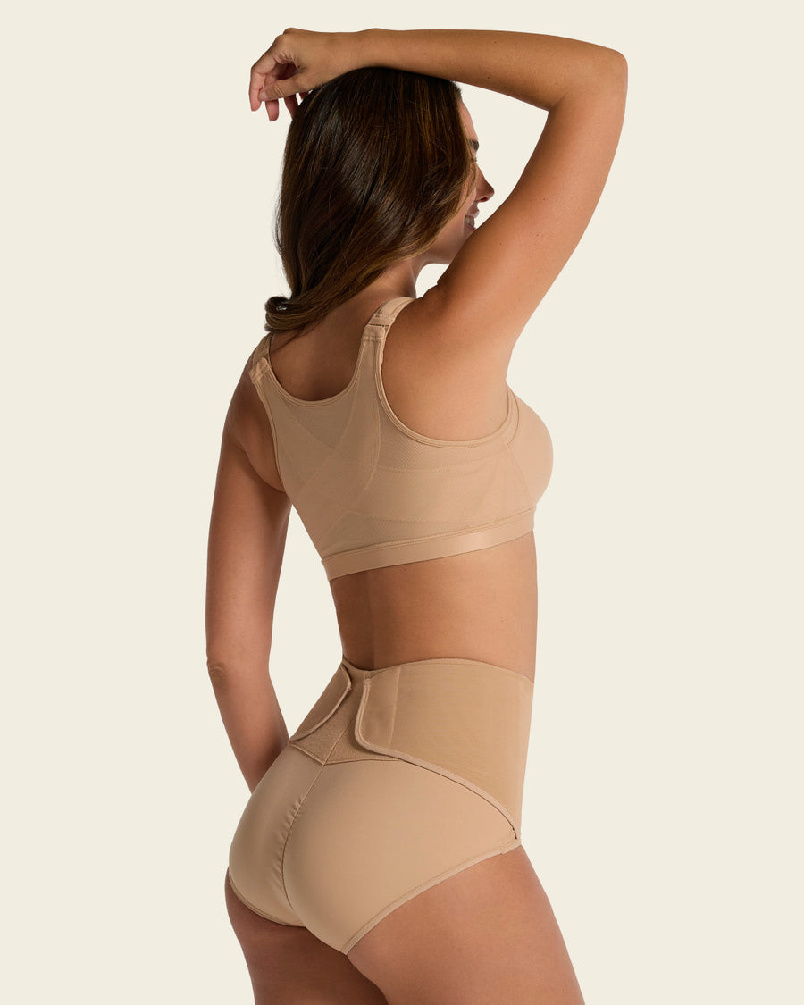 Leonisa Firm Compression Postpartum Panty with Adjustable Belly Wrap