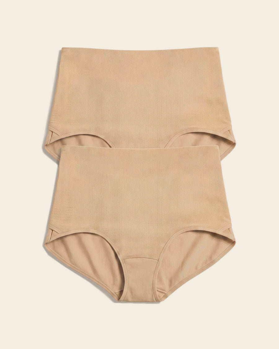 Leonisa 2-Pack Firm Compression Postpartum Panties with Adjustable Belly Wrap