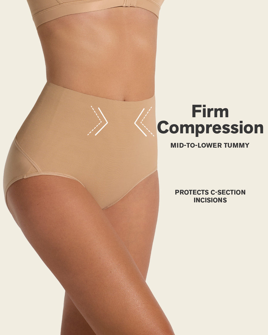 Leonisa 2-Pack Firm Compression Postpartum Panties with Adjustable Belly Wrap