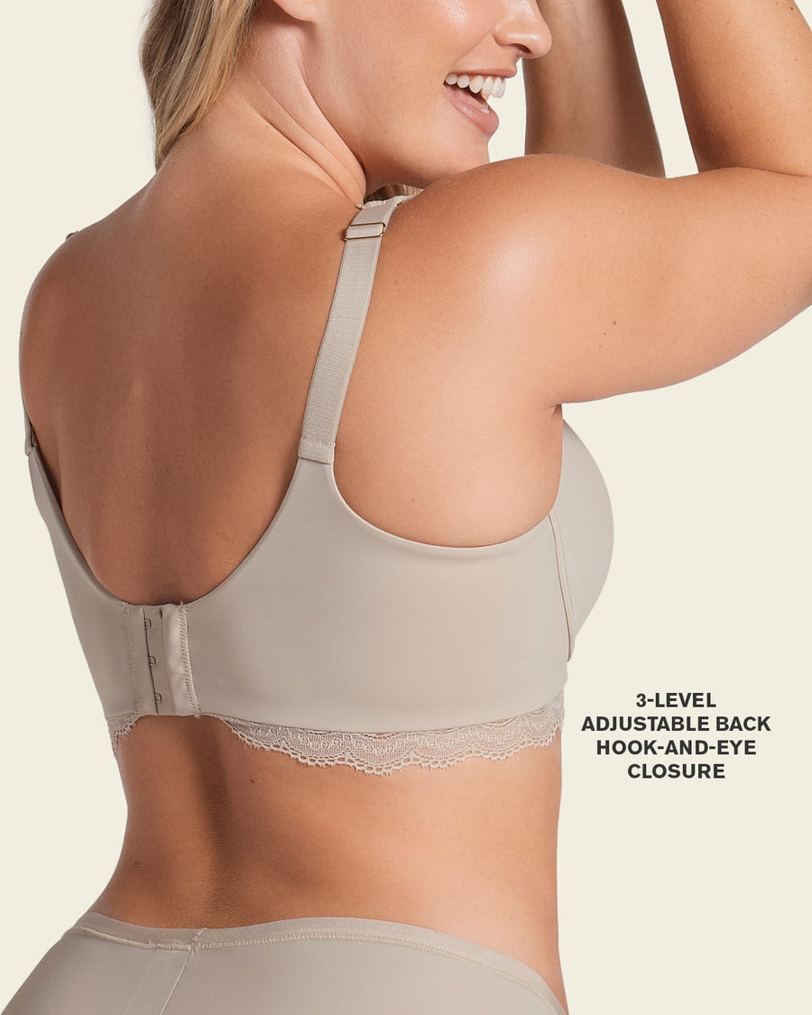 Leonisa Deep Coverage Soft Lightly-Lined Lace Underwire Bra