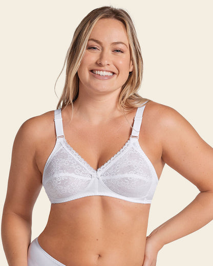 Leonisa Extra Coverage Support Wireless Bra with Lace Cups