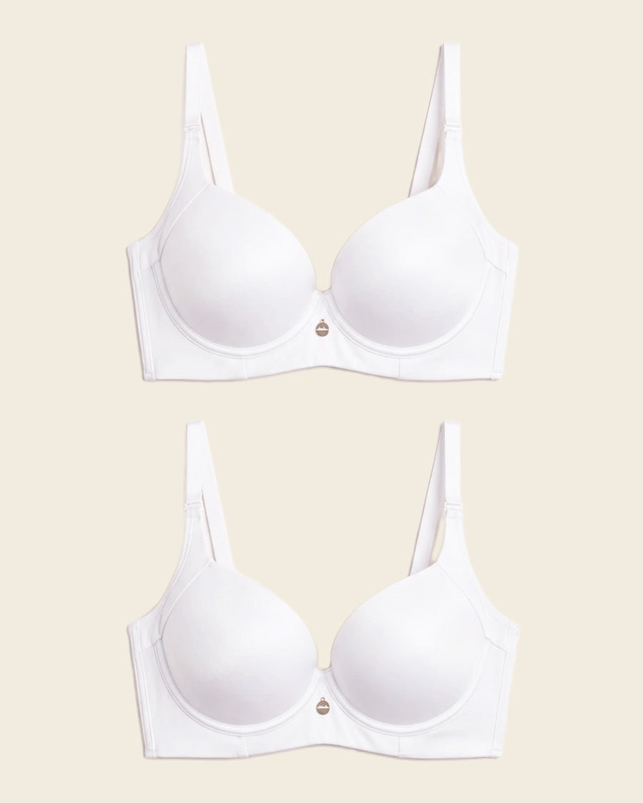 Leonisa 2-Pack High Profile Back Smoothing Bras with Soft Full Coverage Cups