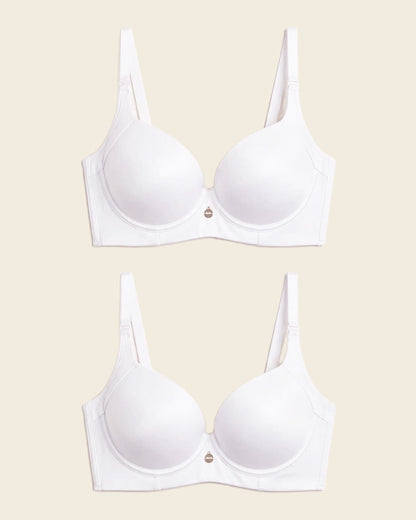 Leonisa 2-Pack High Profile Back Smoothing Bras with Soft Full Coverage Cups
