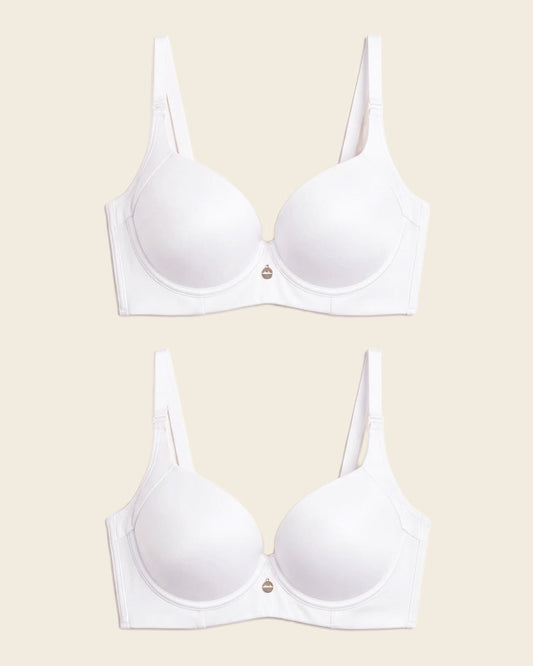 Leonisa 2-Pack High Profile Back Smoothing Bras with Soft Full Coverage Cups