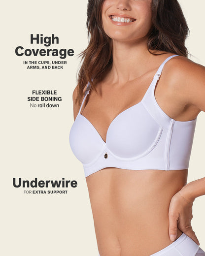 Leonisa 2-Pack High Profile Back Smoothing Bras with Soft Full Coverage Cups