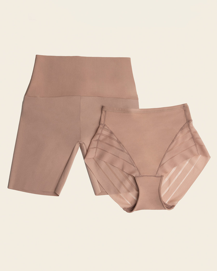 Leonisa PowerStay Short & Stripe Undetectable Panty Bundle in Nude