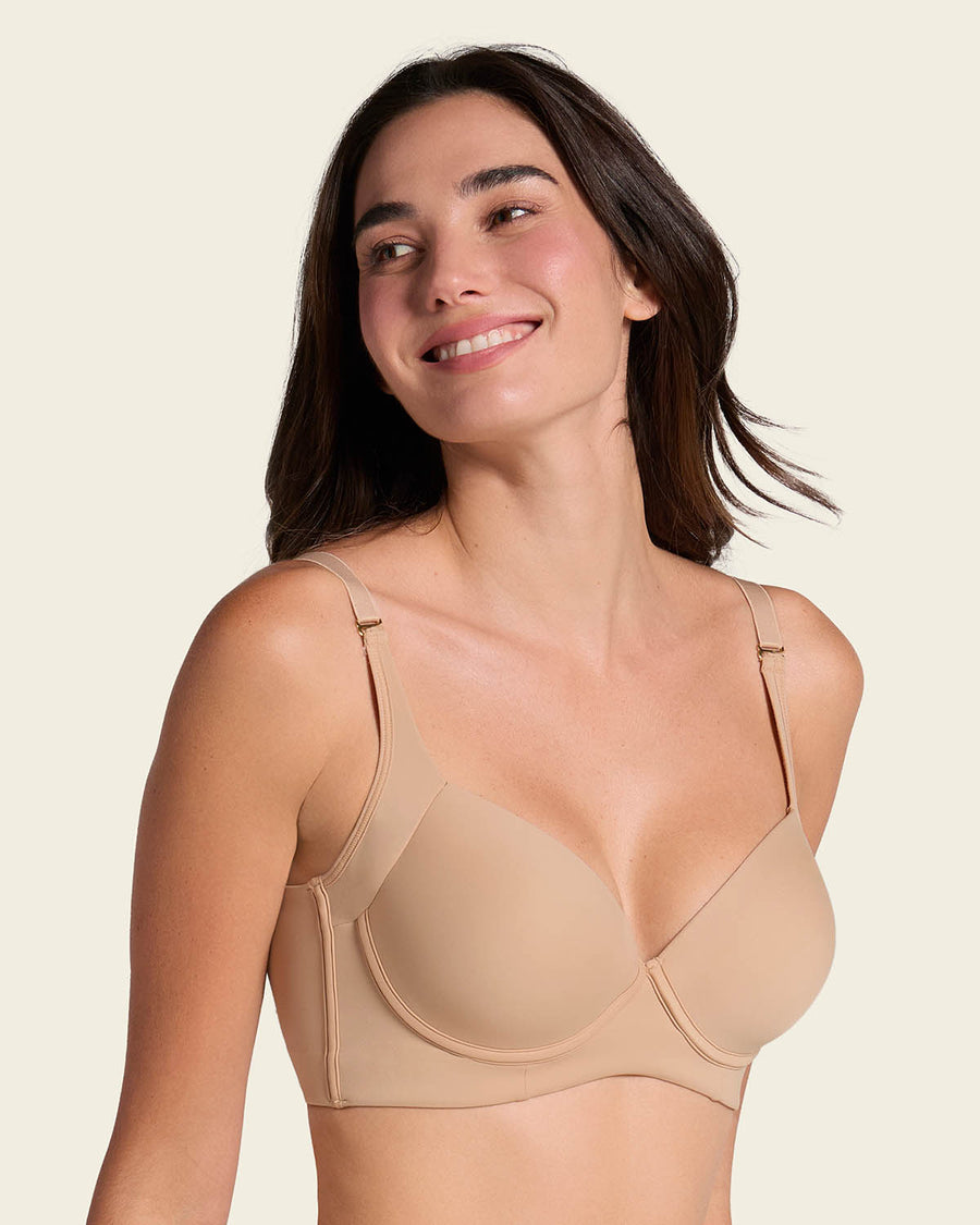 Leonisa High Profile Bra & PowerStay Short in Golden Beige and Brown