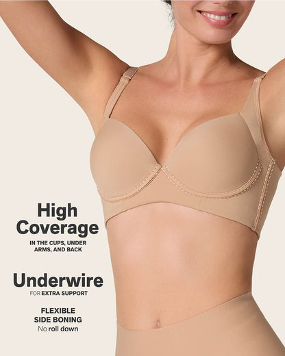 Leonisa High Profile Bra & PowerStay Short in Golden Beige and Brown