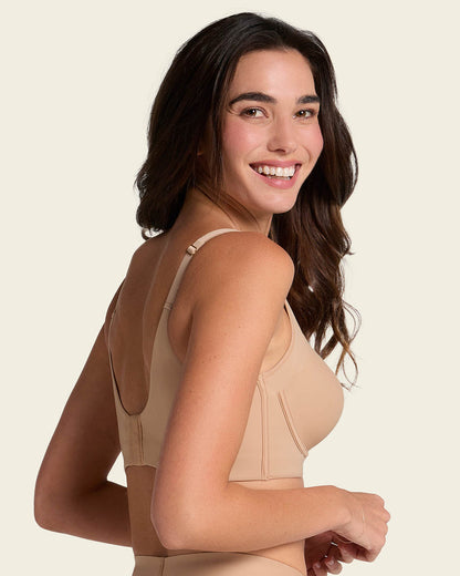 Leonisa High Profile Bra & PowerStay Short in Golden Beige and Brown