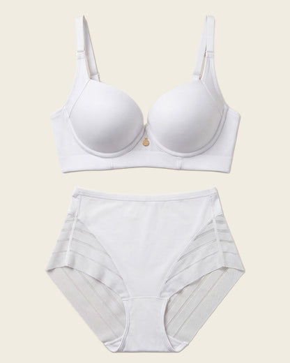 Leonisa High Profile Bra + Stripe Undetectable Panty in White