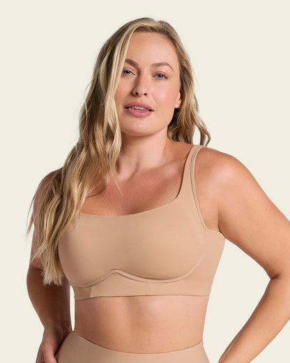 Leonisa Everyday Bra + Stripe Undetectable Shaper Panty in Golden Beige