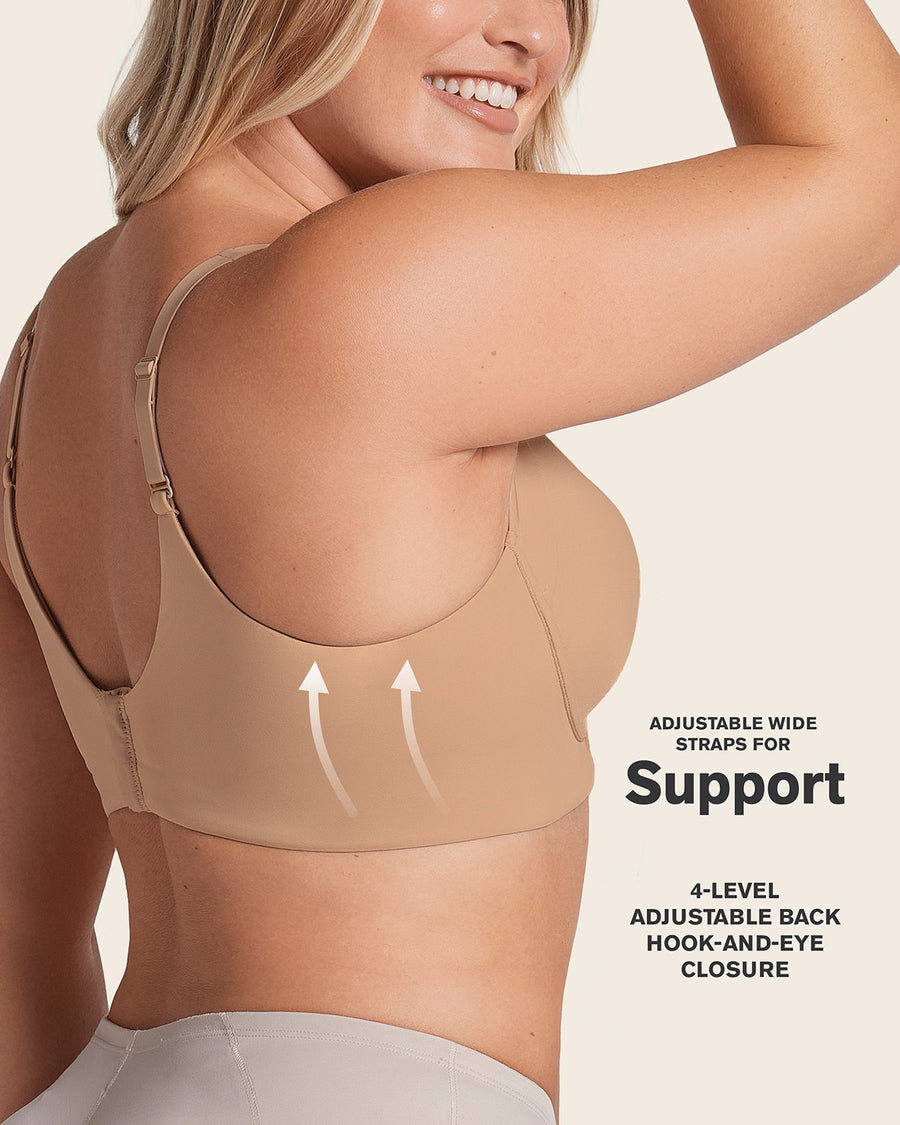 Leonisa Everyday Bra + Stripe Undetectable Shaper Panty in Golden Beige