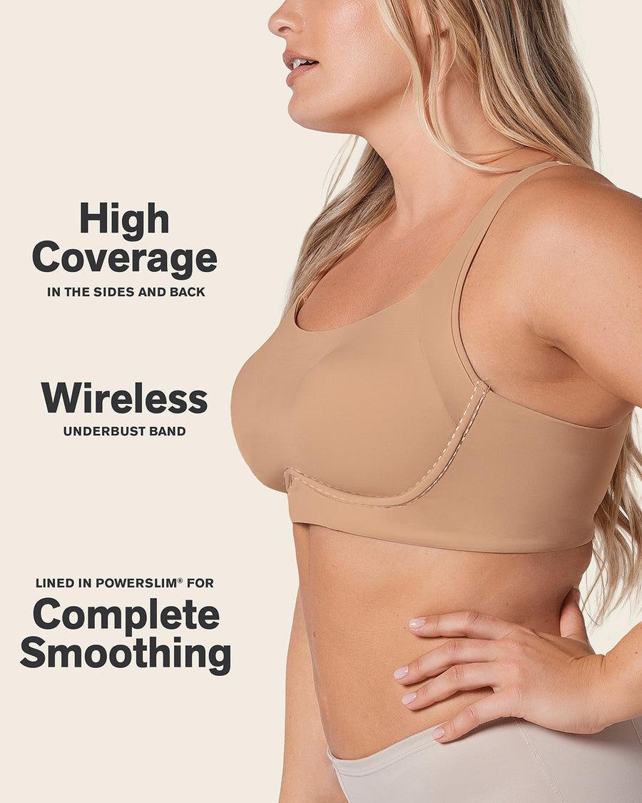 Leonisa Everyday Bra + Stripe Undetectable Shaper Panty in Golden Beige