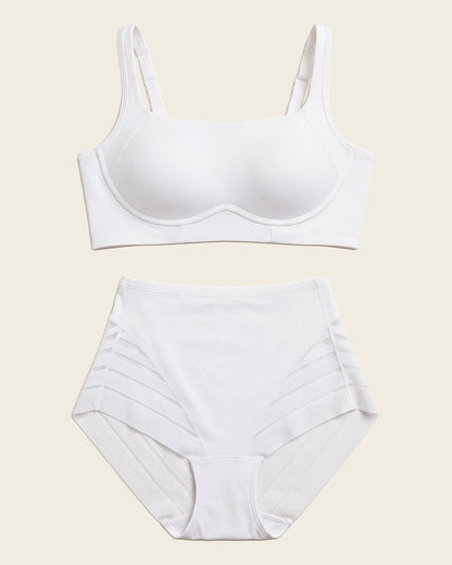 Leonisa Everyday Bra + Stripe Undetectable Shaper Panty in White