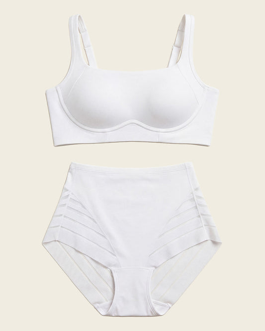 Leonisa Everyday Bra + Stripe Undetectable Shaper Panty in White