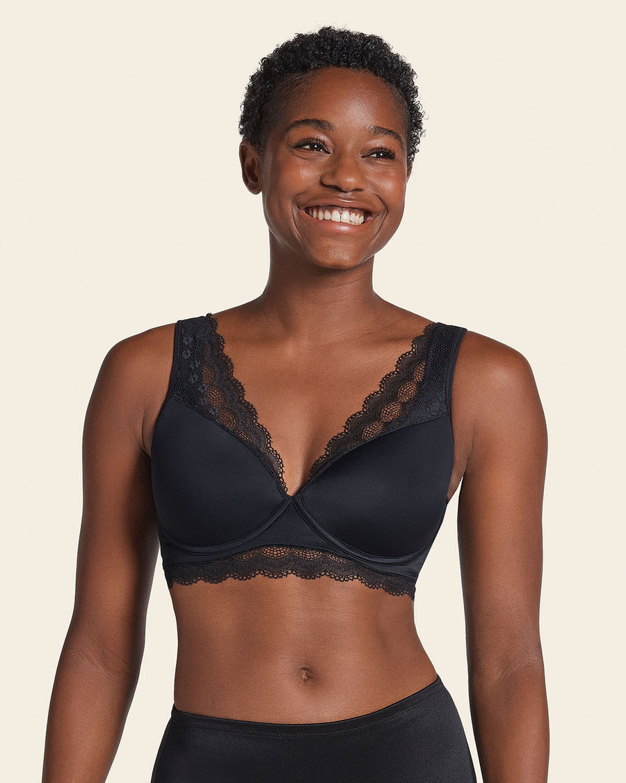 Leonisa Lace Profile Bra & Ultra Light Lace Panty in Black