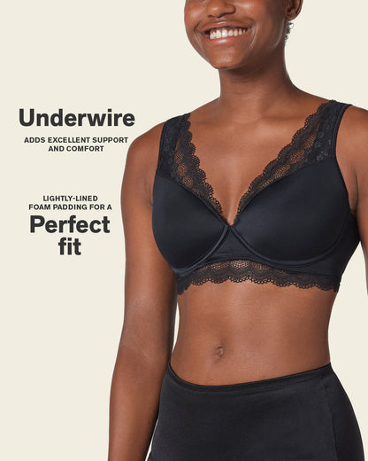Leonisa Lace Profile Bra & Ultra Light Lace Panty in Black