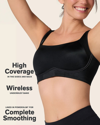 Leonisa Everyday Bra + Stripe Undetectable Shaper Panty in Black