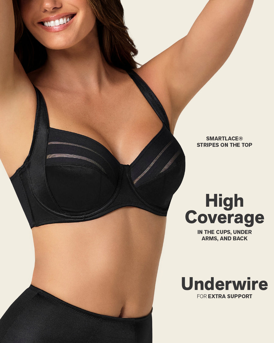 Leonisa ContourFit Bra & Stripe Undetectable Panty in Black