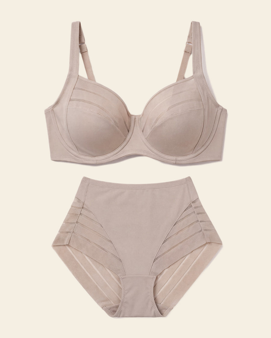 Leonisa ContourFit Bra & Stripe Undetectable Panty in Nude