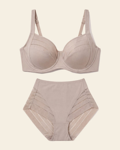 Leonisa ContourFit Bra & Stripe Undetectable Panty in Nude