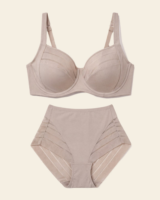 Leonisa ContourFit Bra & Stripe Undetectable Panty in Nude